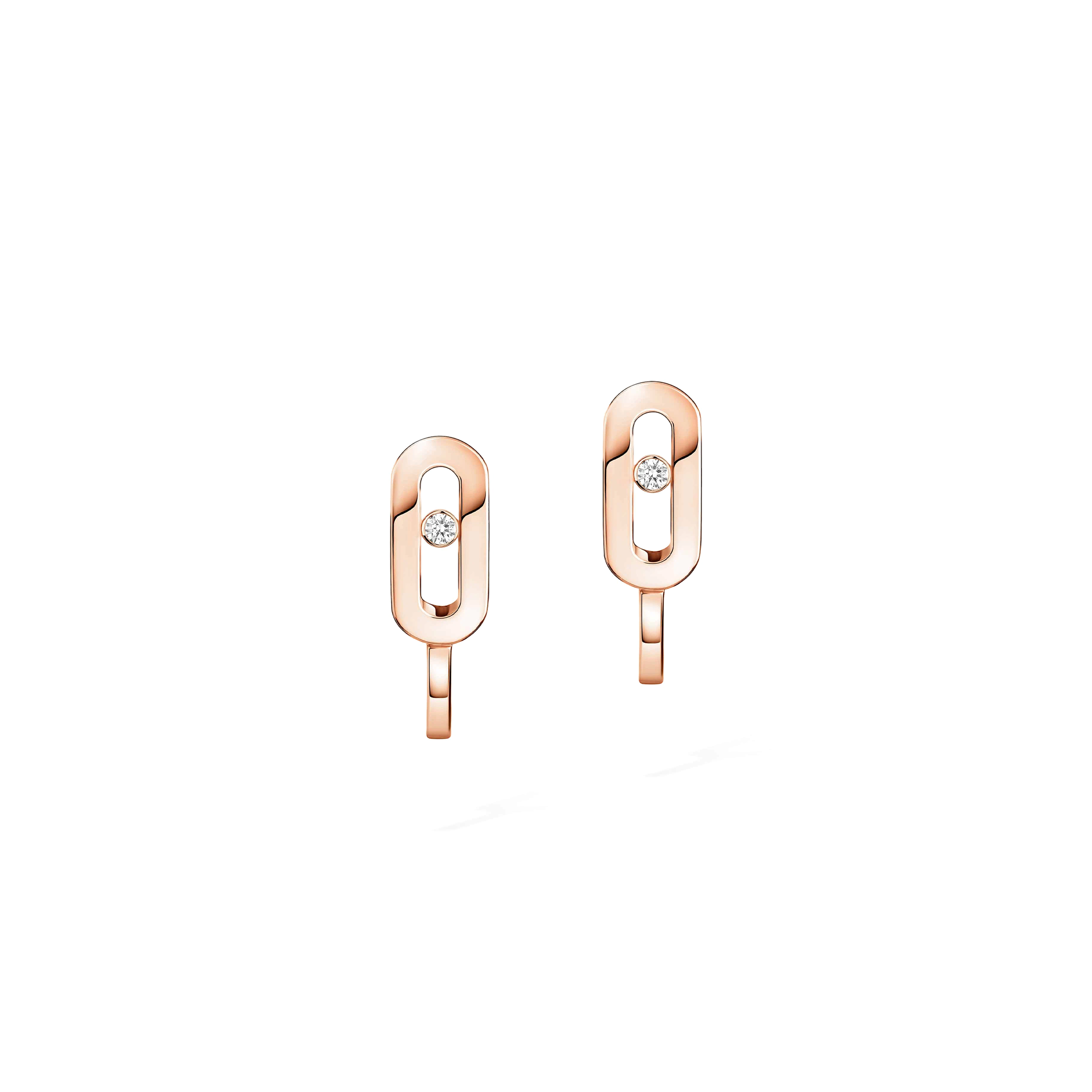 MESSIKA MOVE UNO MINI HOOP EARRINGS PINK GOLD DIAMOND EARRINGS 10050-WG